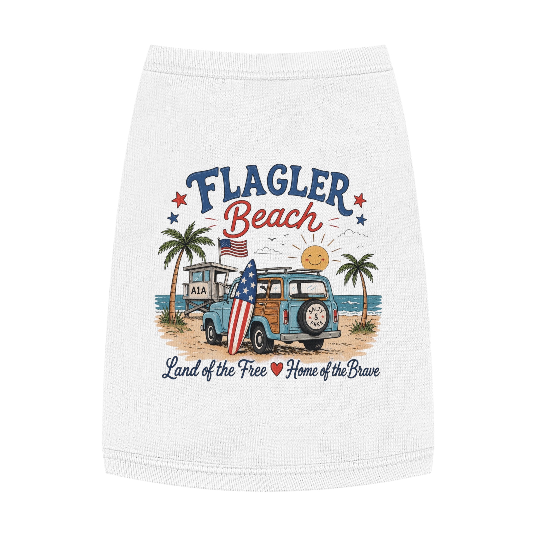 Flagler Beach A1A Inaugural Edition – Land of the Free Home of the Brave - Pet Tank Top