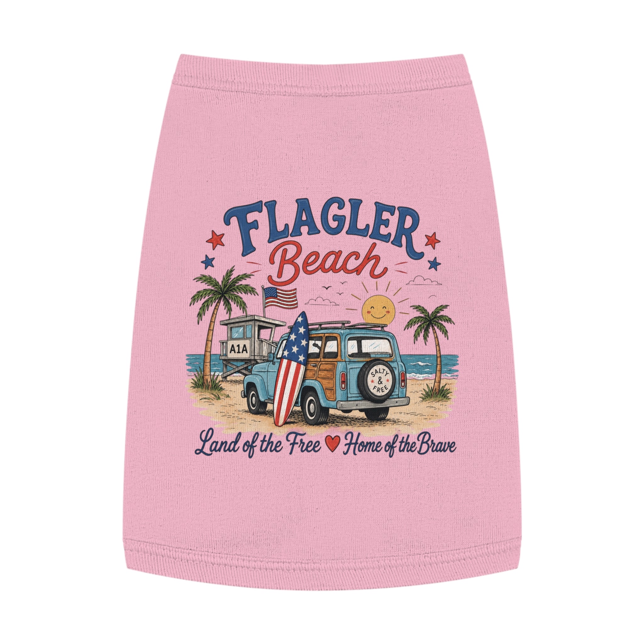 Flagler Beach A1A Inaugural Edition – Land of the Free Home of the Brave - Pet Tank Top