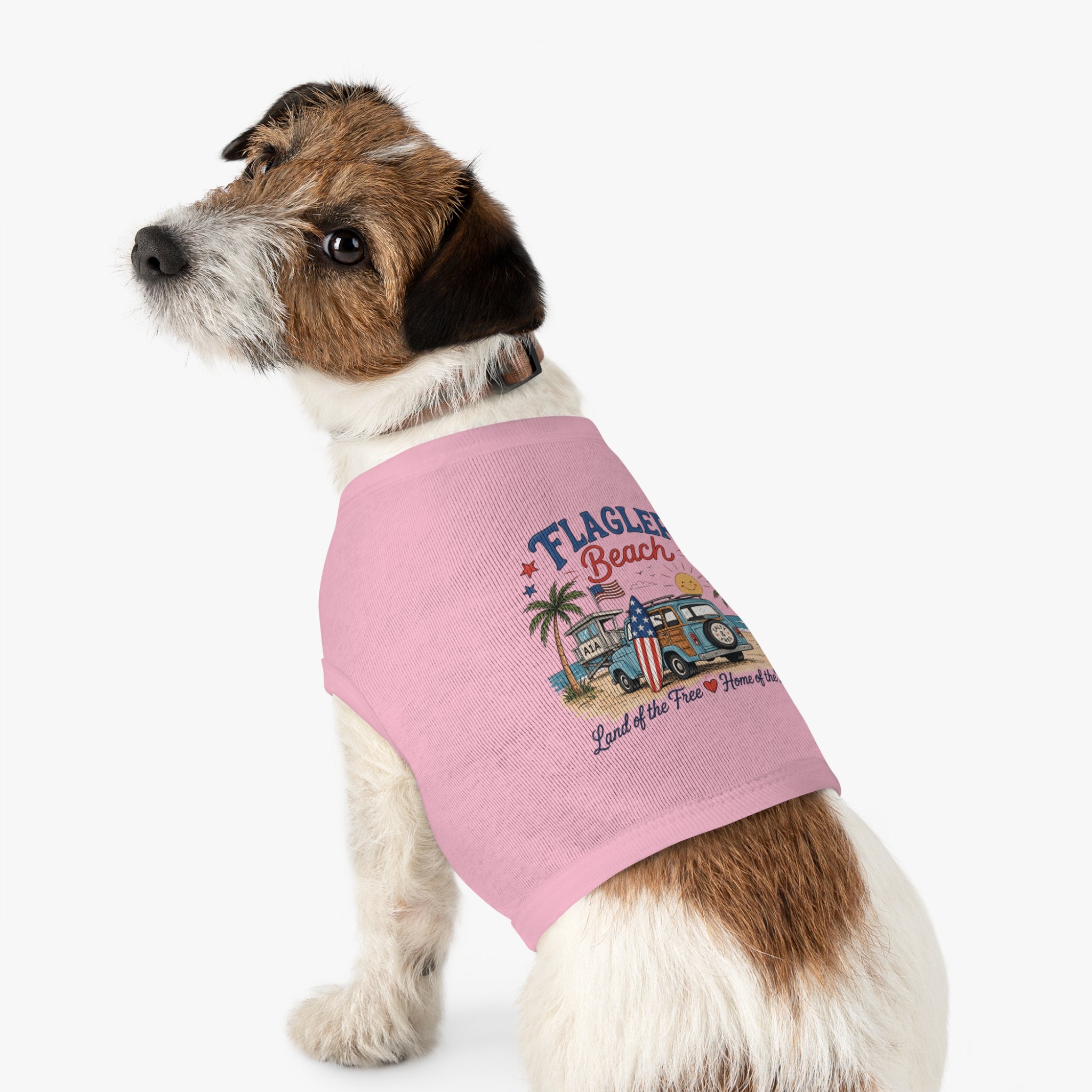 Flagler Beach A1A Inaugural Edition – Land of the Free Home of the Brave - Pet Tank Top