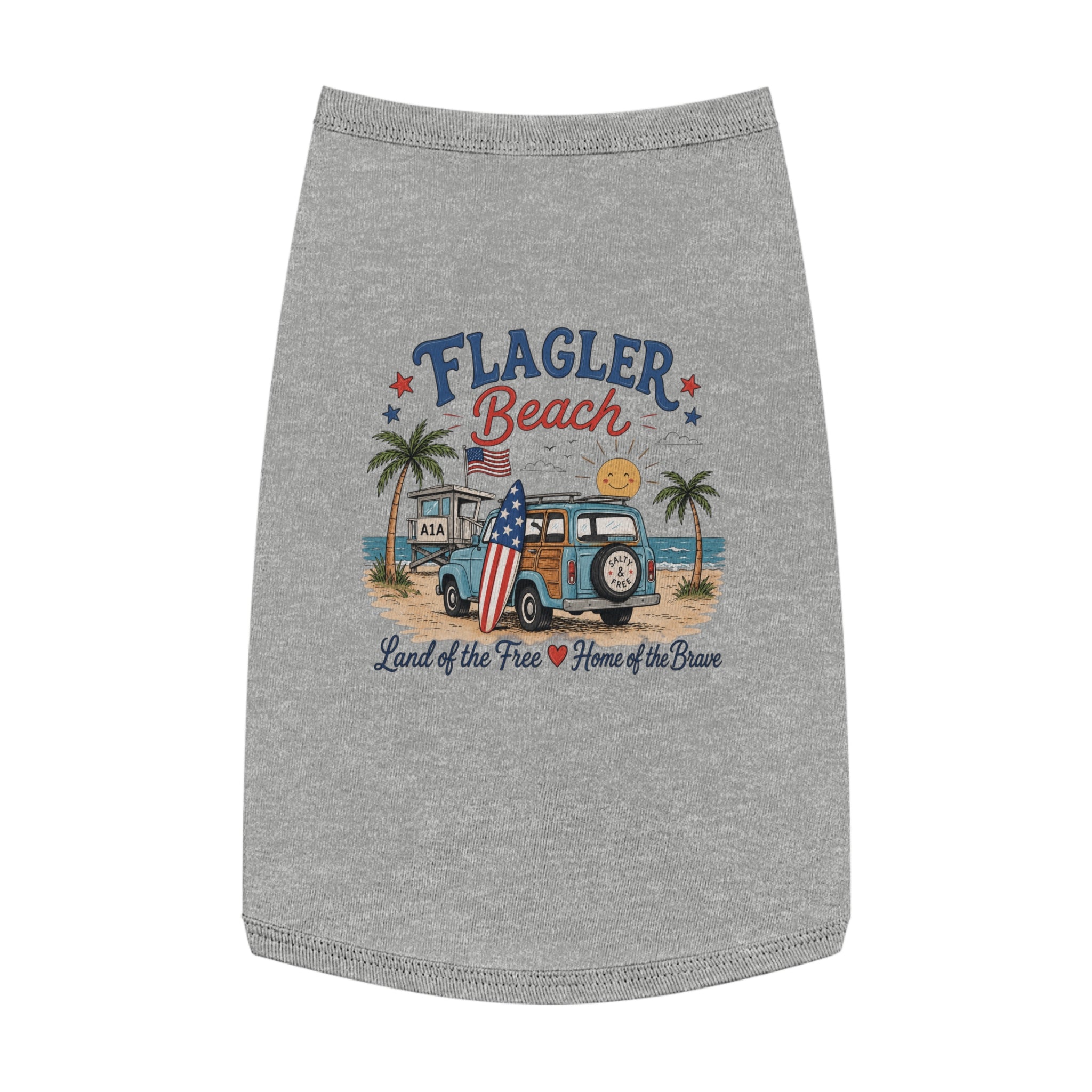 Flagler Beach A1A Inaugural Edition – Land of the Free Home of the Brave - Pet Tank Top