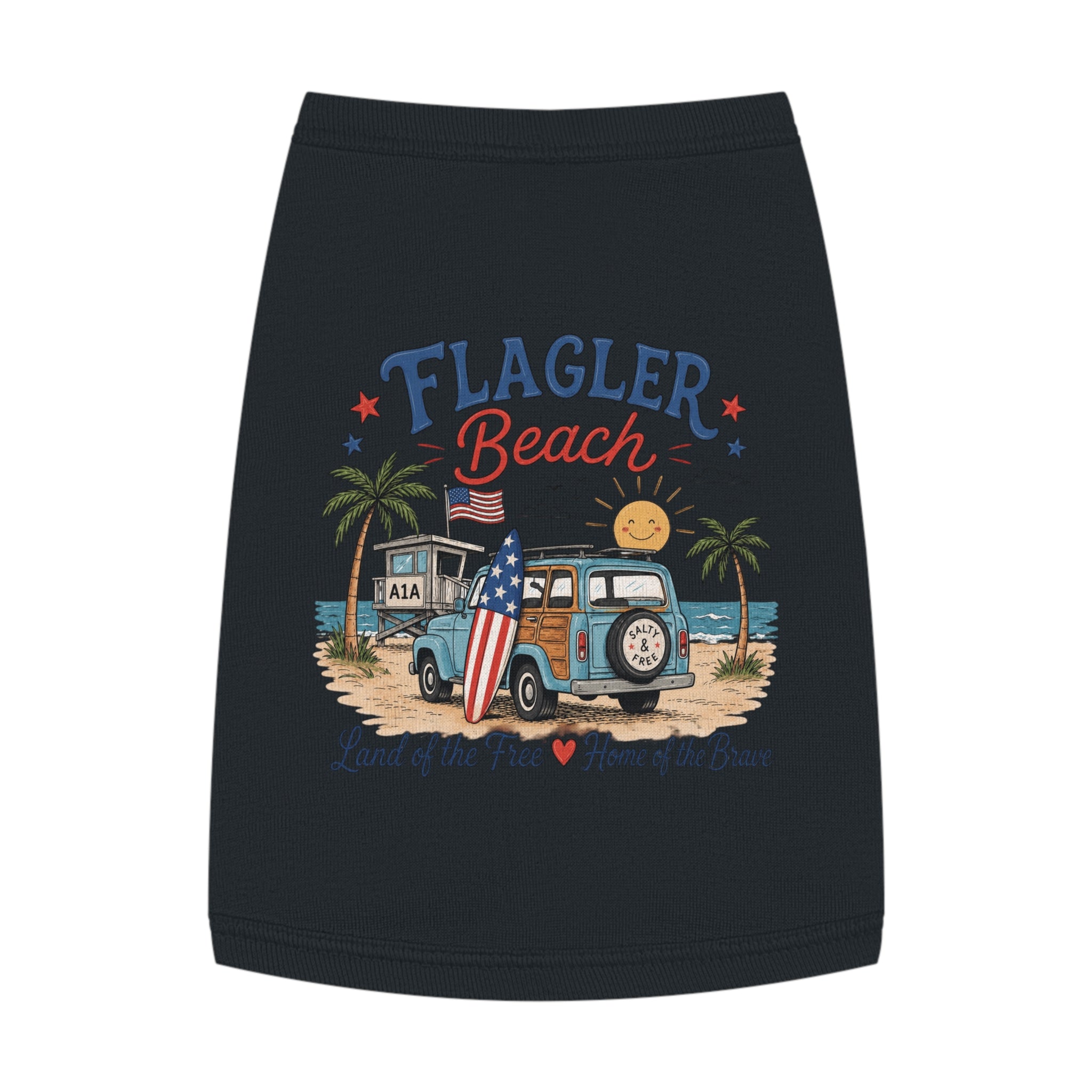 Flagler Beach A1A Inaugural Edition – Land of the Free Home of the Brave - Pet Tank Top